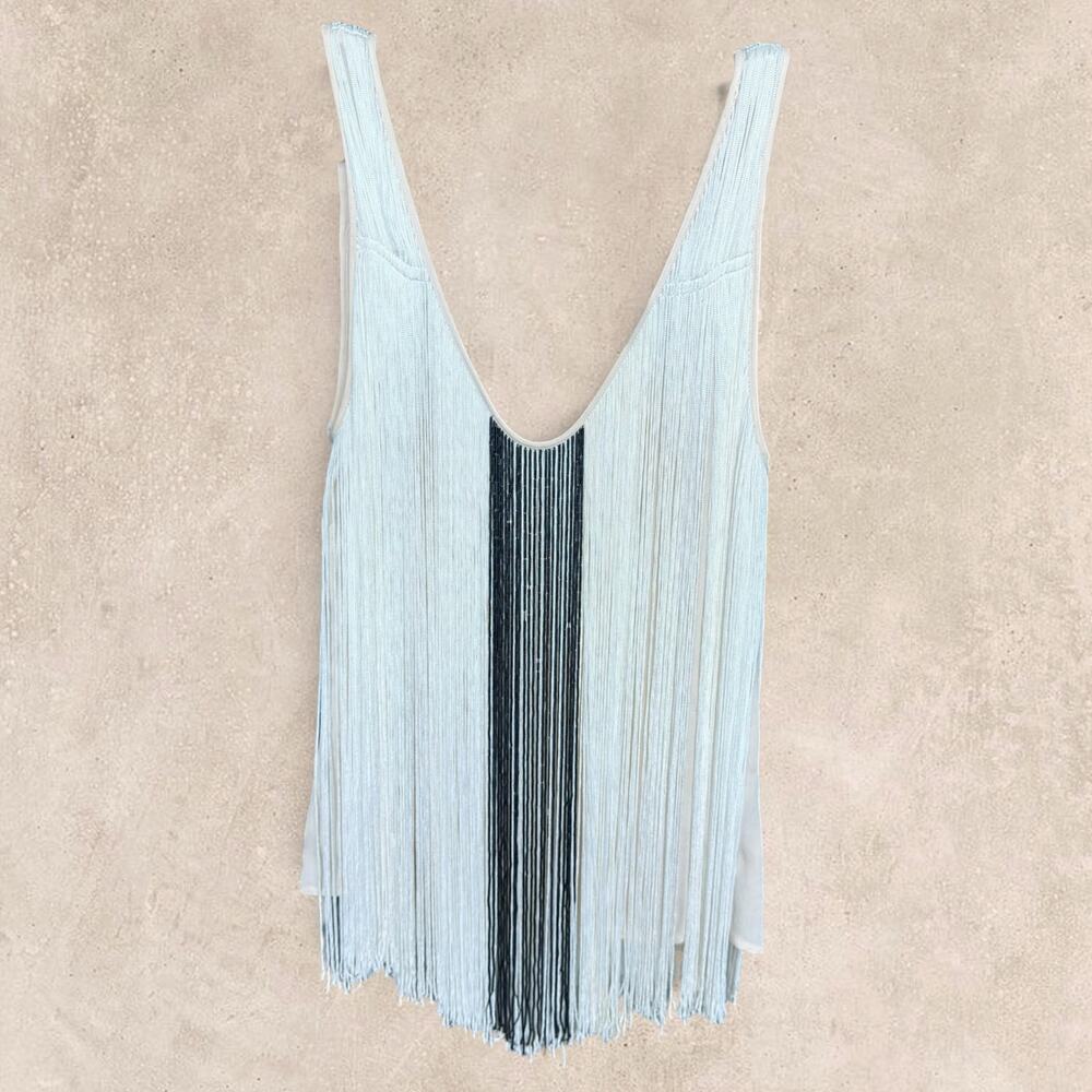 haute hippie tassle top white S